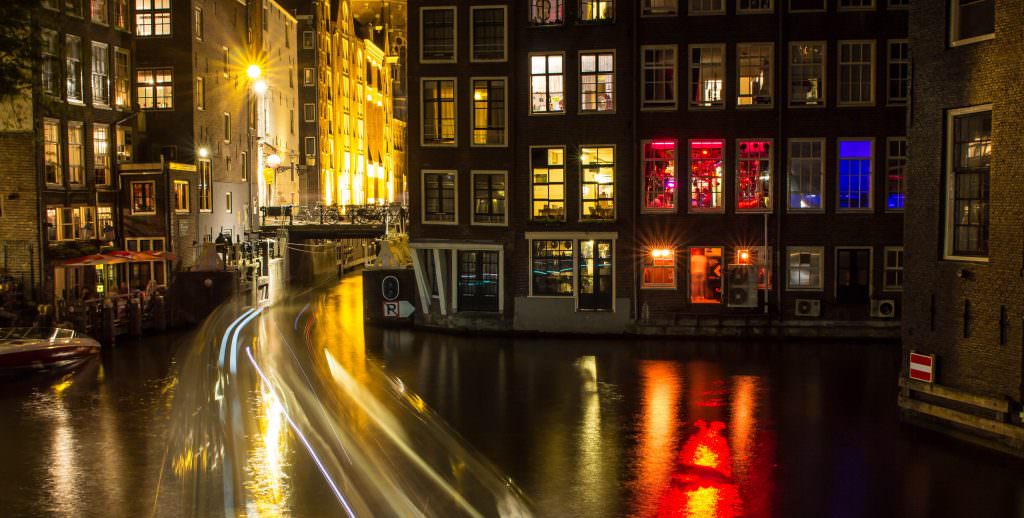Canals of Amsterdam at night time